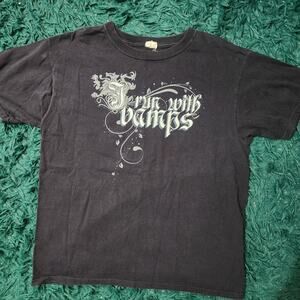 Twilight New Moon “I Run With Vampires” Black Graphic Tee Movie Shirt